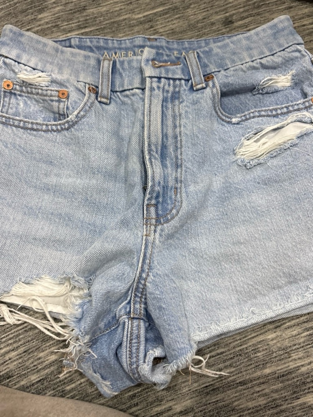 American Eagle Outfitters Light Blue Distressed Denim Shorts